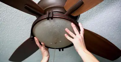 Ceiling fan repair and reinstallation on ceiling mount in Lancaster, PA