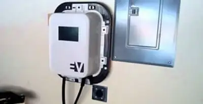 Electric car charger installation with wall-mounted EV charging station in Lancaster, PA