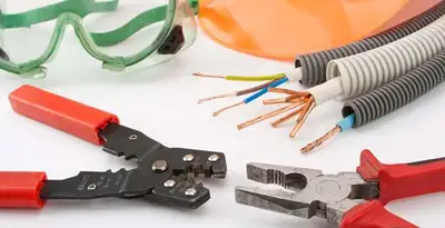 Electrical wiring repair with professional tools and safety equipment in Willow Street, PA