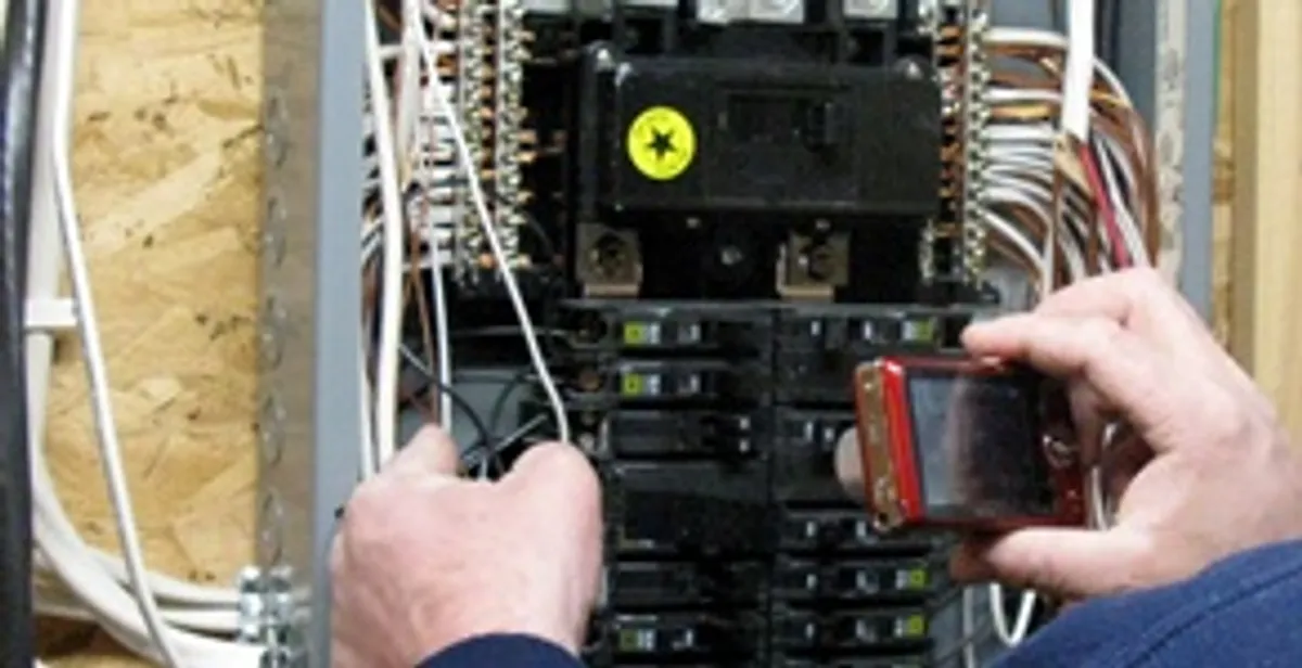 Home electrical inspection of circuit breaker panel by licensed electrician in Lancaster, PA