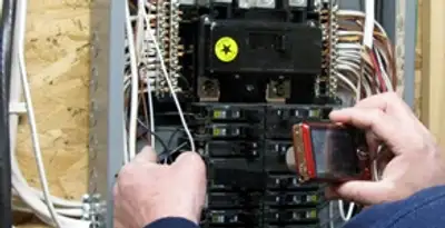 Home electrical inspection of circuit breaker panel by licensed electrician in Lancaster, PA