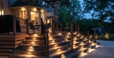 Residential electrician installing outdoor lighting for home safety in Lancaster, PA